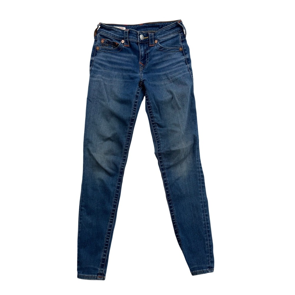 Women's True Religion Jennie Mid-Rise Curvy Skinny Jeans Blue 25 Style 201564